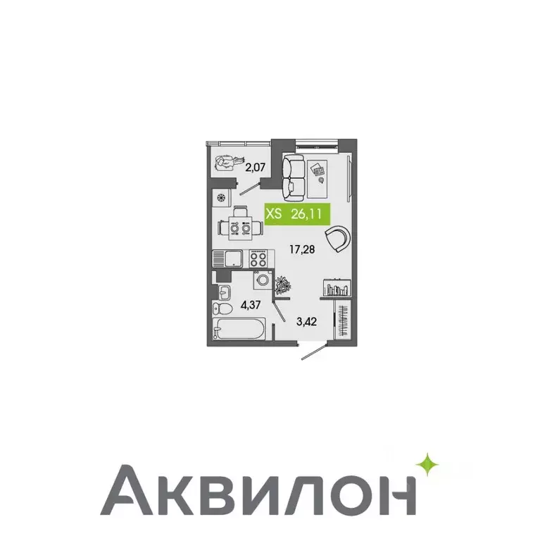 Студия Архангельская область, Северодвинск Аквилон Севен жилой ... - Фото 0