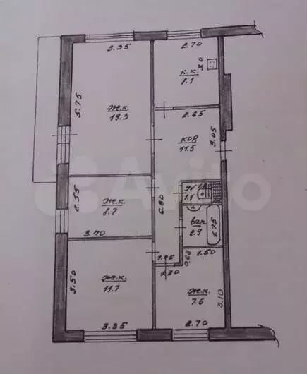 4-к. квартира, 70 м, 4/5 эт. - Фото 0