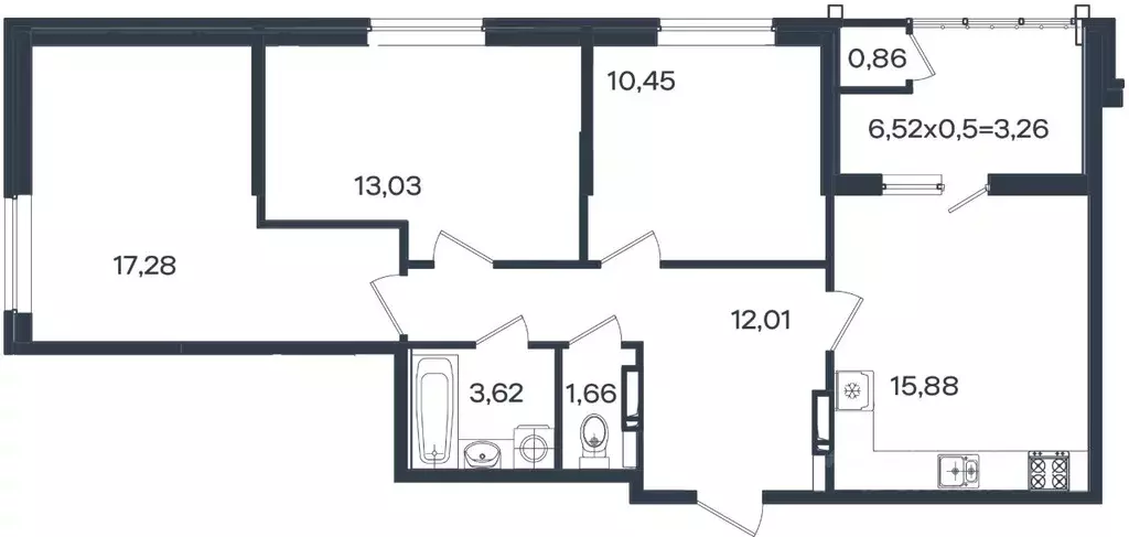 3-к кв. Краснодарский край, Краснодар Образцово мкр,  (78.05 м) - Фото 0