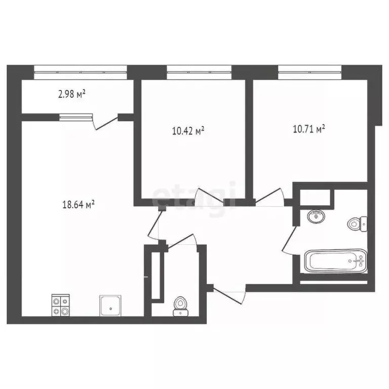 2-к кв. Тюменская область, Тюмень ул. Фармана Салманова, 26к2 (53.0 м) - Фото 1