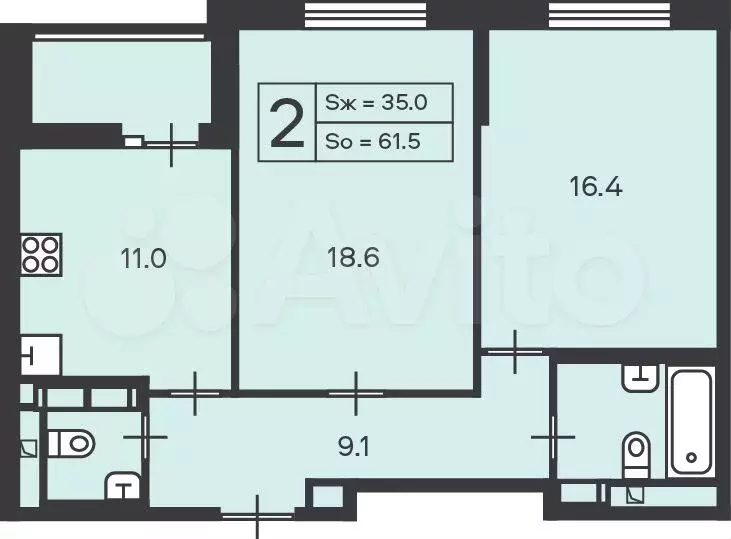 Аукцион: 2-к. квартира, 61,5 м, 8/13 эт. - Фото 0