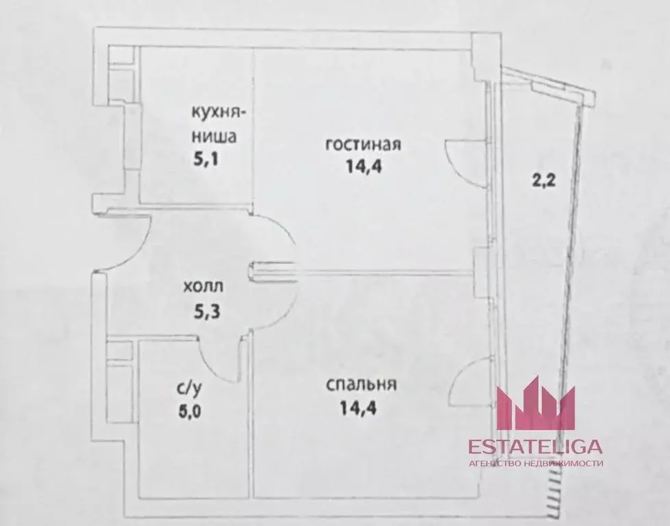 1-к кв. Москва ул. Янковского, 1к1 (46.4 м) - Фото 1