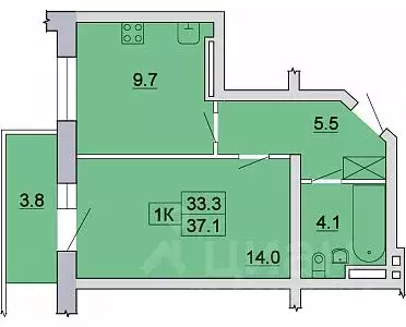 1-к кв. Иркутская область, Иркутск Ново-Ленино мкр, 1-й Ленинский ... - Фото 0