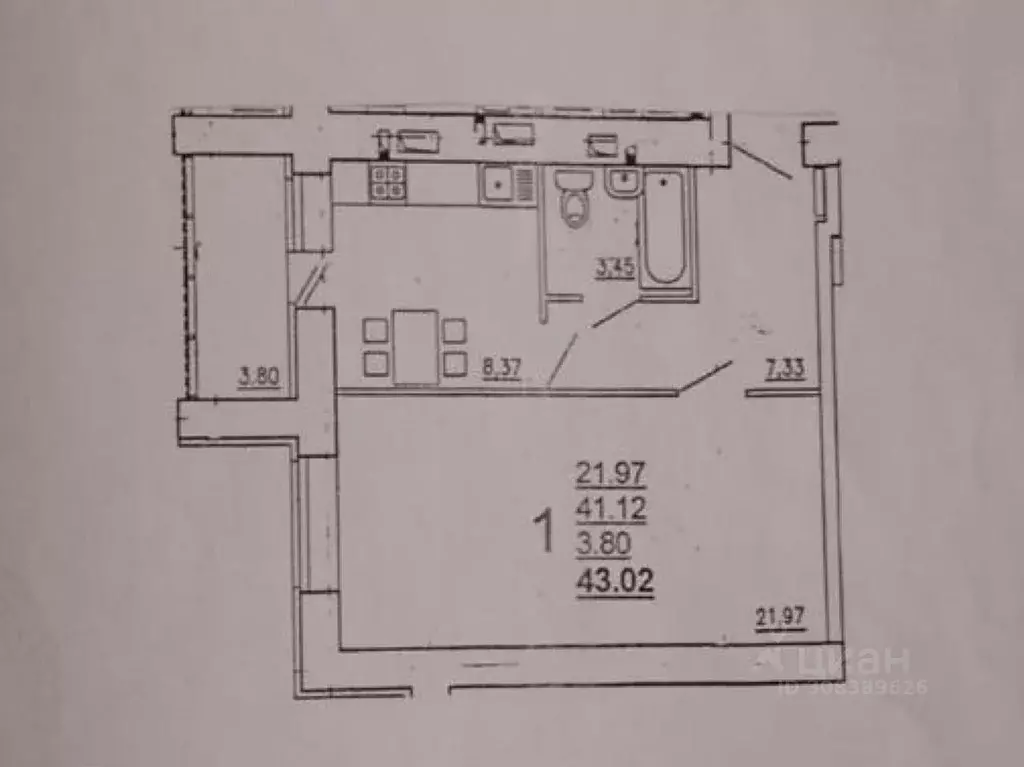 1-к кв. Пензенская область, Пенза Тамбовская ул., 1 (44.0 м) - Фото 1