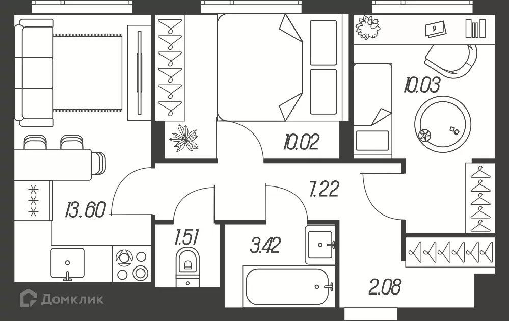Продаётся 2-к квартира, 47.88 м - Фото 1