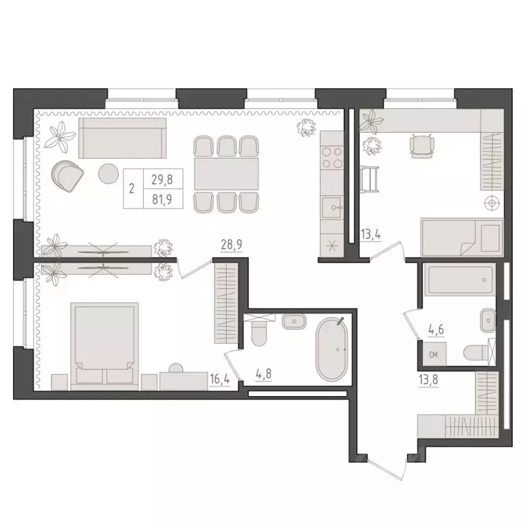 2-к кв. Башкортостан, Уфа 563-й кв-л,  (81.9 м) - Фото 1