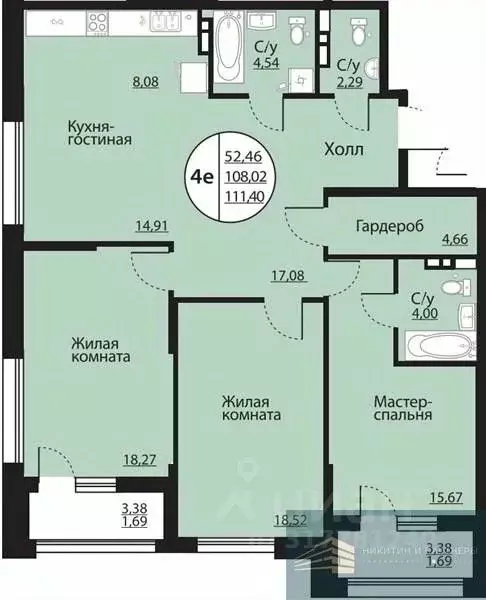 3-к кв. Воронежская область, Воронеж Московский просп., 138 (111.4 м) - Фото 0