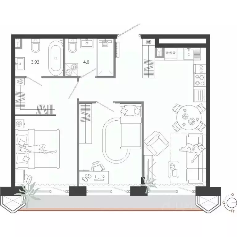 2-к кв. Приморский край, Владивосток Бархатная ул. (62.53 м) - Фото 1