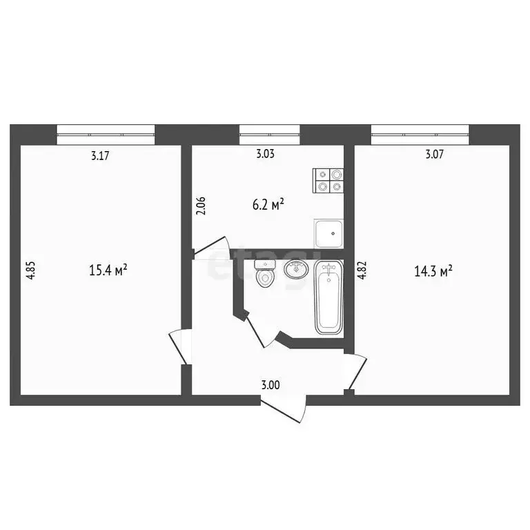 2-комнатная квартира: микрорайон Метелёва, Метелёвская улица, 4 (43 м) - Фото 1
