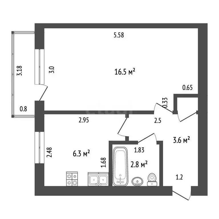 1-комнатная квартира: Стерлитамак, Коммунистическая улица, 22 (29.5 м) - Фото 1