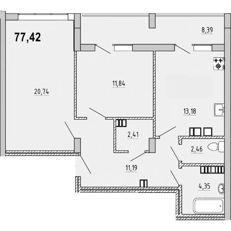 2-к кв. Крым, Феодосия ул. Грина, 43 (77.42 м) - Фото 2