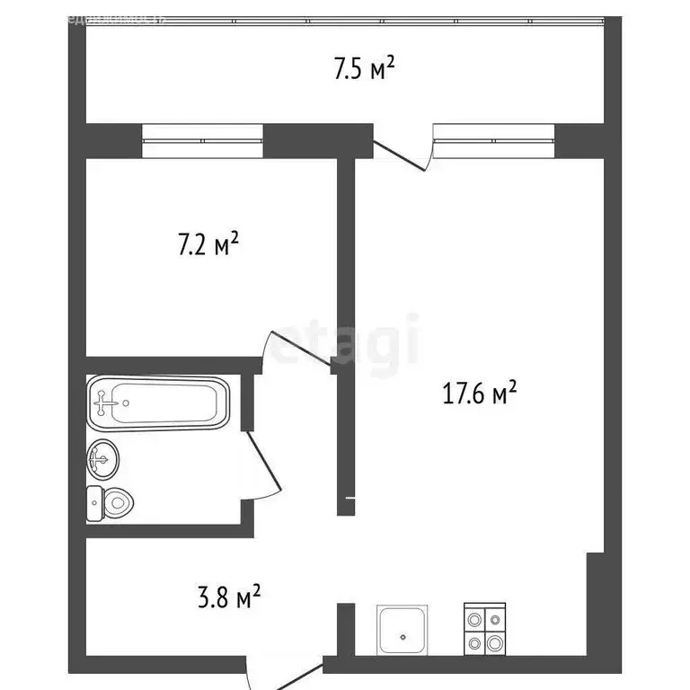 1-комнатная квартира: Томск, улица Пришвина, 52 (34.2 м) - Фото 1