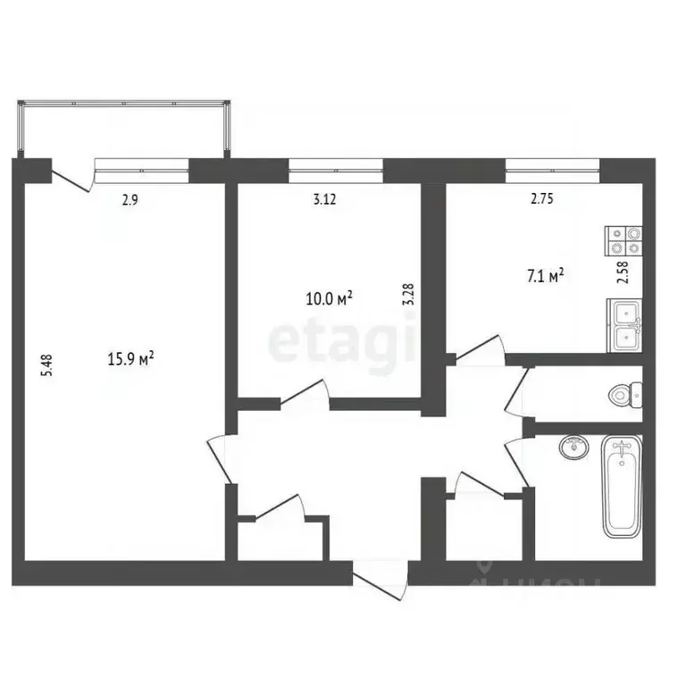 2-к кв. Камчатский край, с. Мильково ул. Томская, 5 (41.5 м) - Фото 1