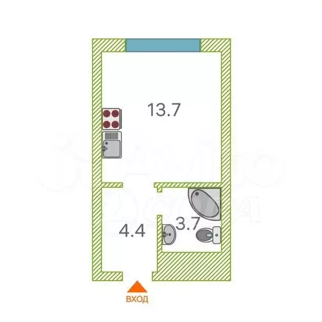 Квартира-студия, 22,4 м, 18/24 эт. - Фото 0