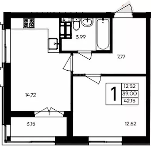 1-комнатная квартира: Севастополь, улица Мате Залки (42.15 м) - Фото 1