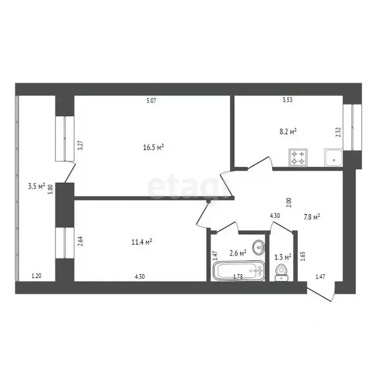 2-к кв. Башкортостан, Стерлитамак Михайловский мкр, ул. Сазонова, 10 ... - Фото 2