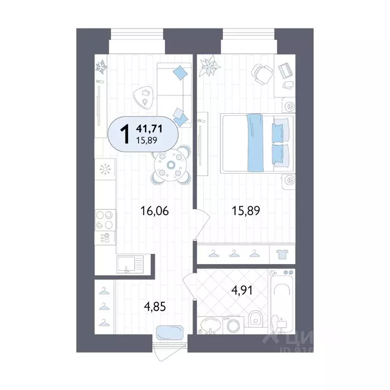 1-к кв. Брянская область, Брянск Бежицкая ул. (41.71 м) - Фото 1