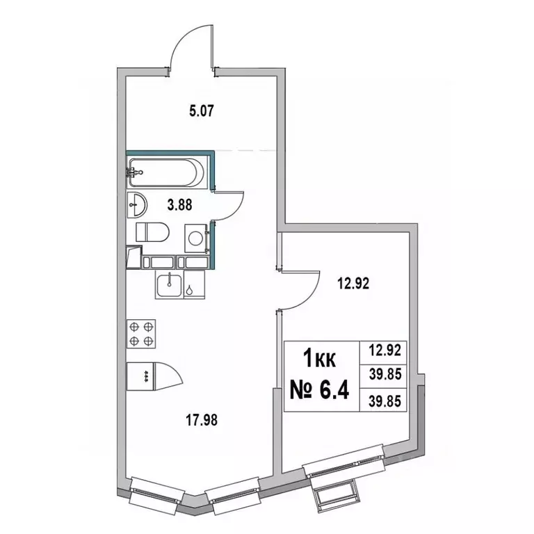1-к кв. Ленинградская область, Выборг ул. 2-я Южная, 4 (39.85 м) - Фото 1