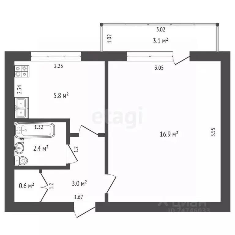 1-к кв. Крым, Красноперекопск 10-й мкр, 2 (29.6 м) - Фото 2