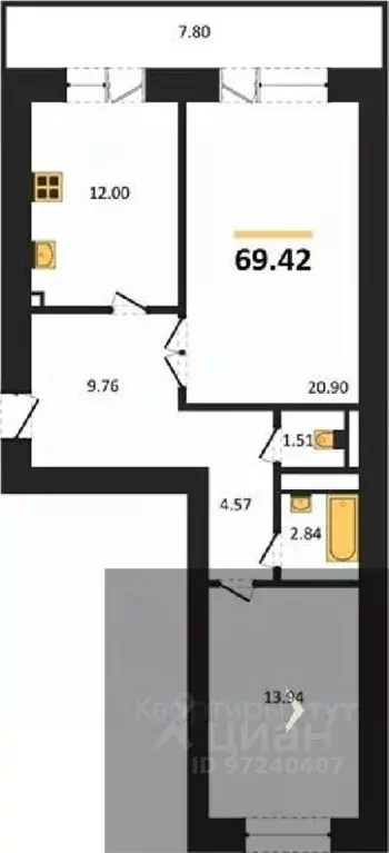 2-к кв. Воронежская область, Воронеж пер. Здоровья, 90Г/1к2 (69.42 м) - Фото 0