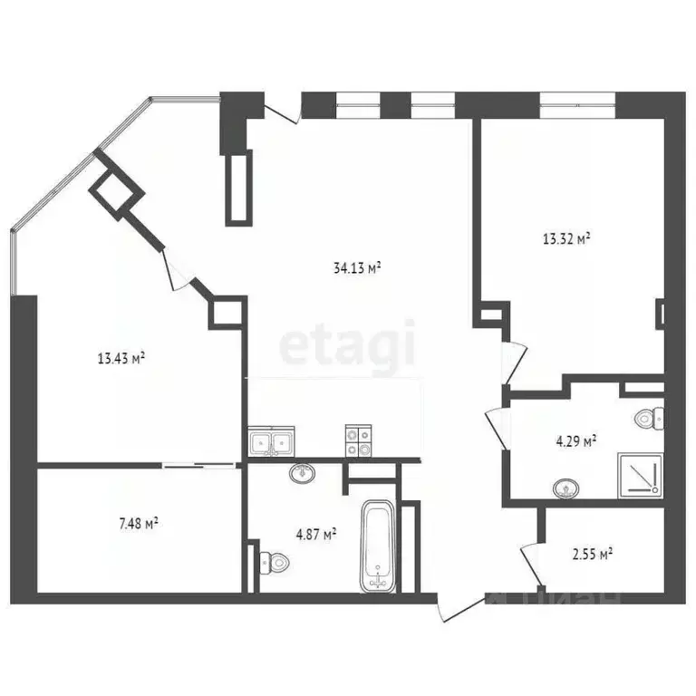 2-к кв. Омская область, Омск Кемеровская ул., 24 (100.0 м) - Фото 1