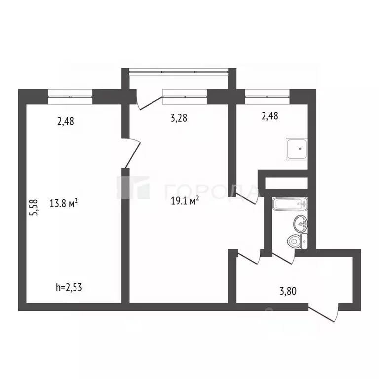 2-к кв. Кемеровская область, Новокузнецк Октябрьский просп., 33 (45.7 ... - Фото 2