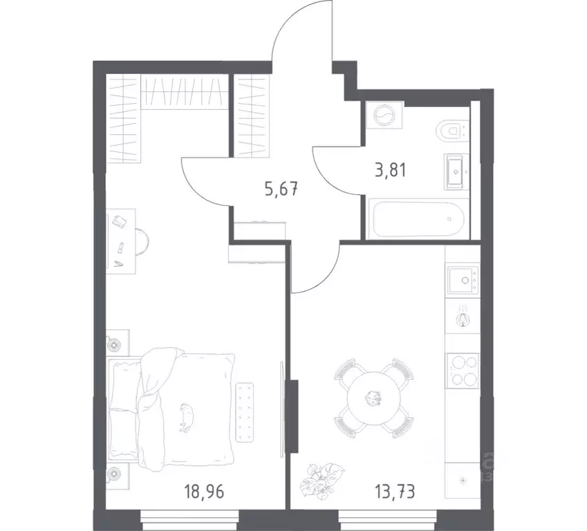 1-к кв. Башкортостан, Уфа ул. Минигали Губайдуллина, 8к9 (42.17 м) - Фото 1