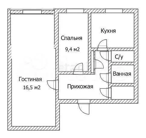 2-к. квартира, 44,5 м, 3/9 эт. - Фото 0