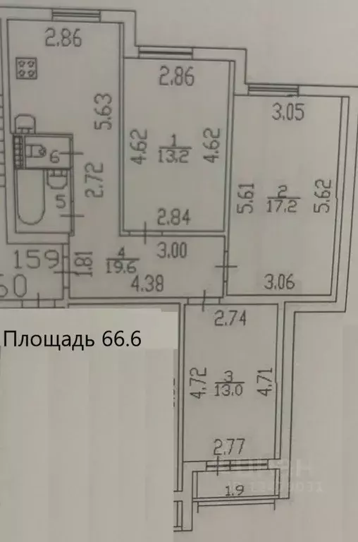 3-к кв. Санкт-Петербург Дунайский просп., 36 (66.6 м) - Фото 1