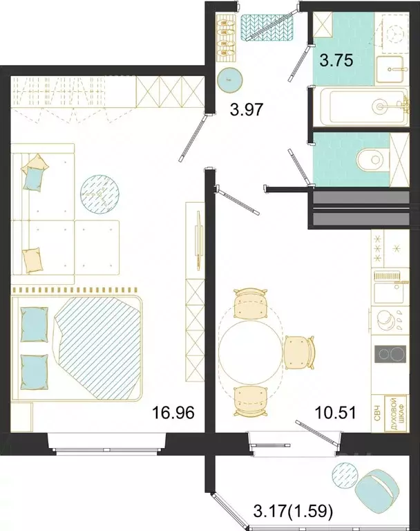 1-к кв. Московская область, Домодедово ул. Текстильщиков, 45 (36.78 м) - Фото 1