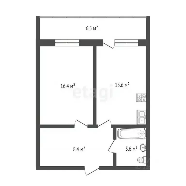 1-к кв. Тюменская область, Тюменский муниципальный округ, Боровский рп ... - Фото 2