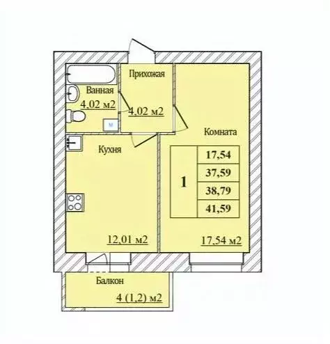 1-к кв. Ярославская область, Ярославль пер. Минина, 8 (38.79 м) - Фото 2