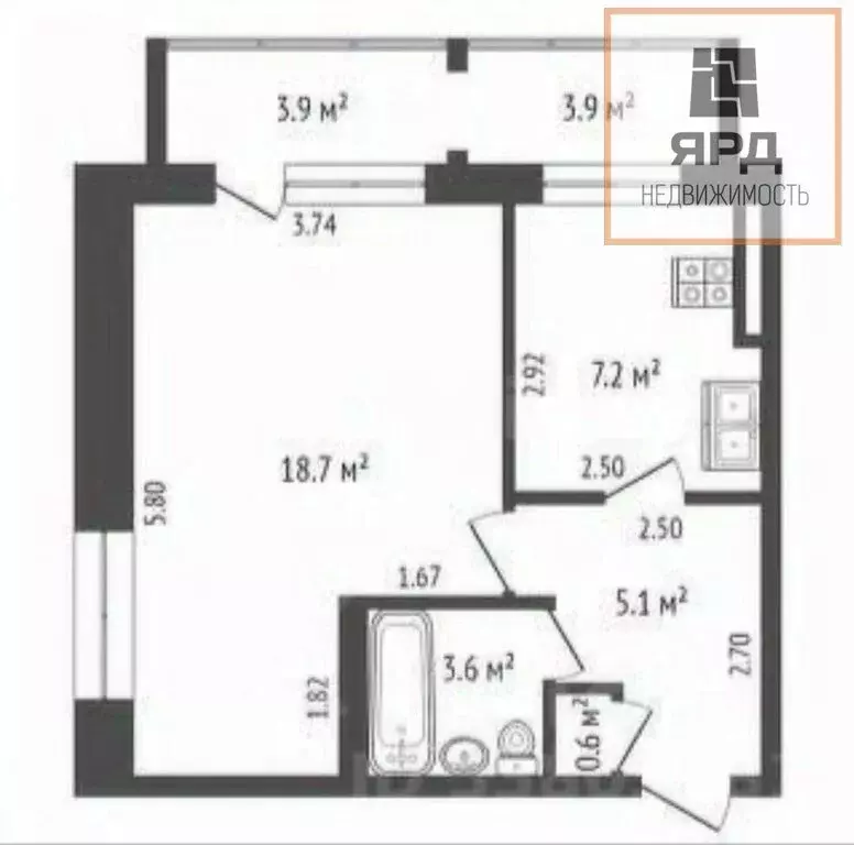 Квартира-студия: Ростов-на-Дону, Украинская улица, 28/1 (39.1 м) - Фото 1