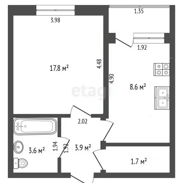 1-к кв. Башкортостан, Стерлитамак Михайловский мкр, ул. Сазонова, 26 ... - Фото 2