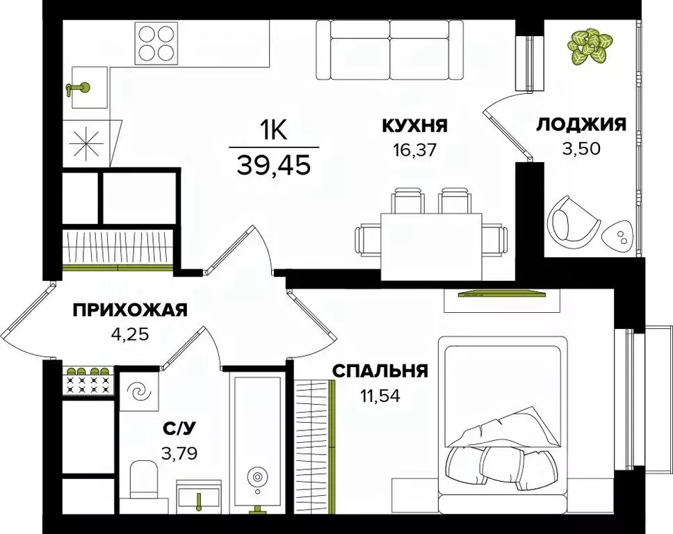 1-к кв. Тульская область, Тула  (39.45 м) - Фото 0
