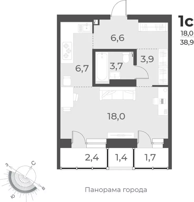 1-комнатная квартира: Новосибирск, улица Аэропорт, 62 (38.9 м) - Фото 0