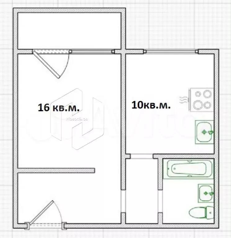 1-к. квартира, 33,7 м, 2/10 эт. - Фото 0