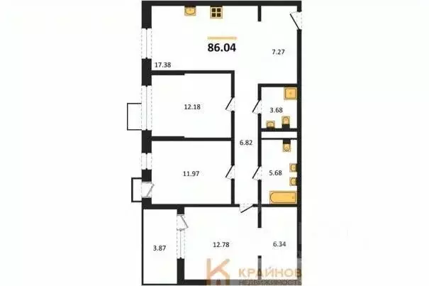 3-к кв. Воронежская область, Воронеж наб. Чуева, 7 (86.04 м) - Фото 0