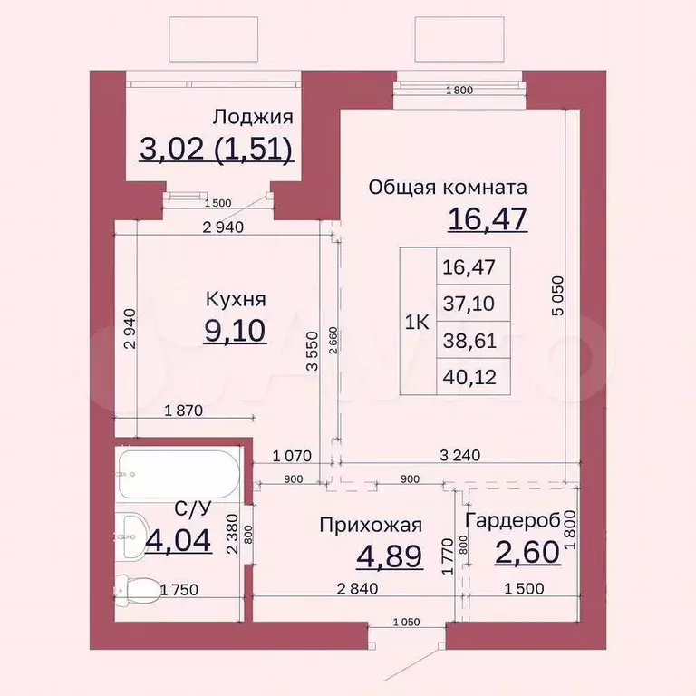 1-к. квартира, 38,6 м, 6/10 эт. - Фото 1