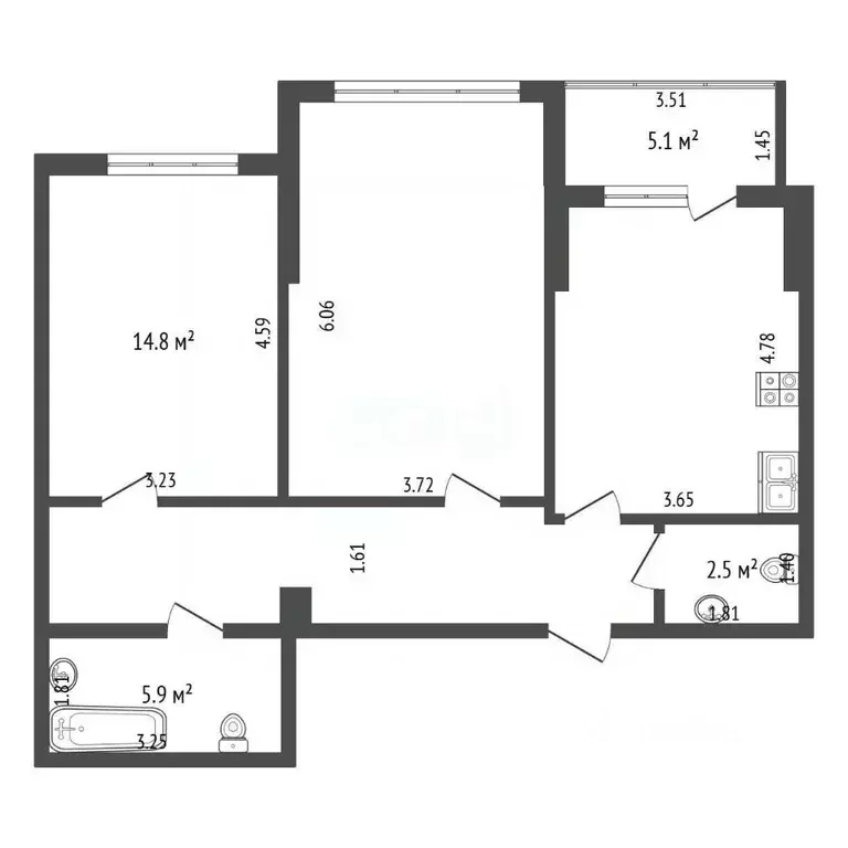 2-к кв. Московская область, Коломна ул. Захарова, 10к1 (78.1 м) - Фото 2
