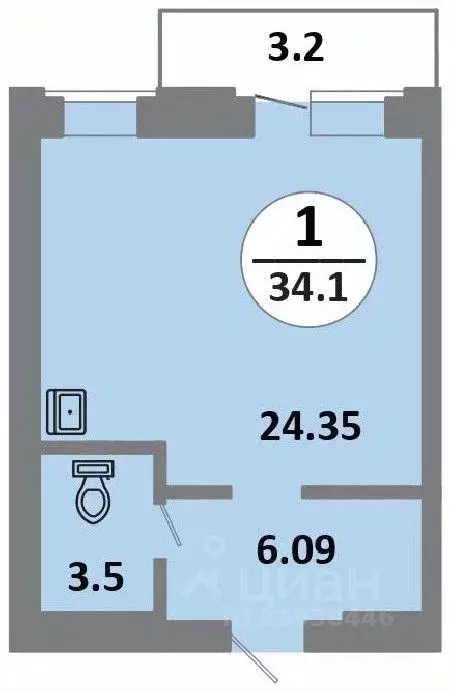 Студия Красноярский край, Красноярск Соколовская ул., 52 (34.1 м) - Фото 0