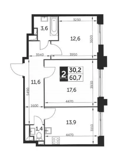 2-комнатная квартира: Москва, улица Зорге, 9к2 (60.6 м) - Фото 1