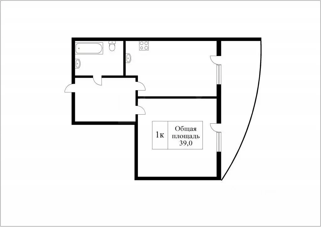 1-к кв. Новосибирская область, Новосибирск ул. Кузьмы Минина, 9 (39.0 ... - Фото 2