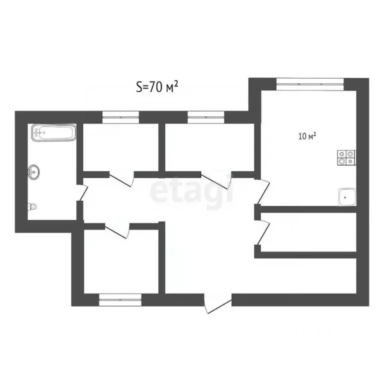 3-к кв. Ставропольский край, Пятигорск Украинская ул. (70.0 м) - Фото 1