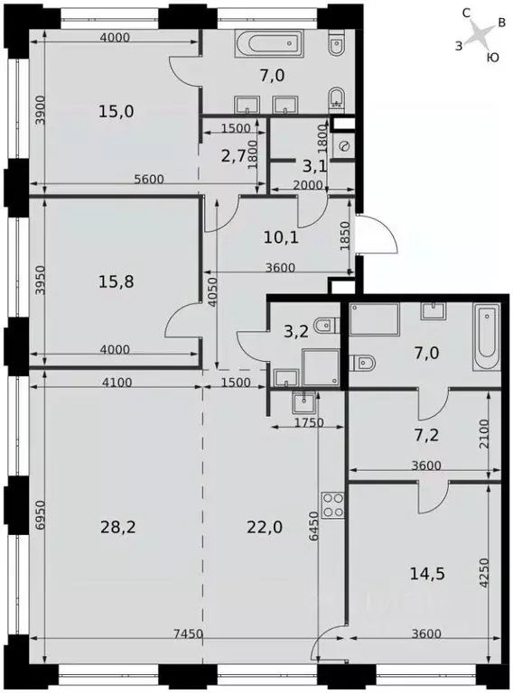 4-к кв. Москва ул. Шеногина, 2 (135.8 м) - Фото 1