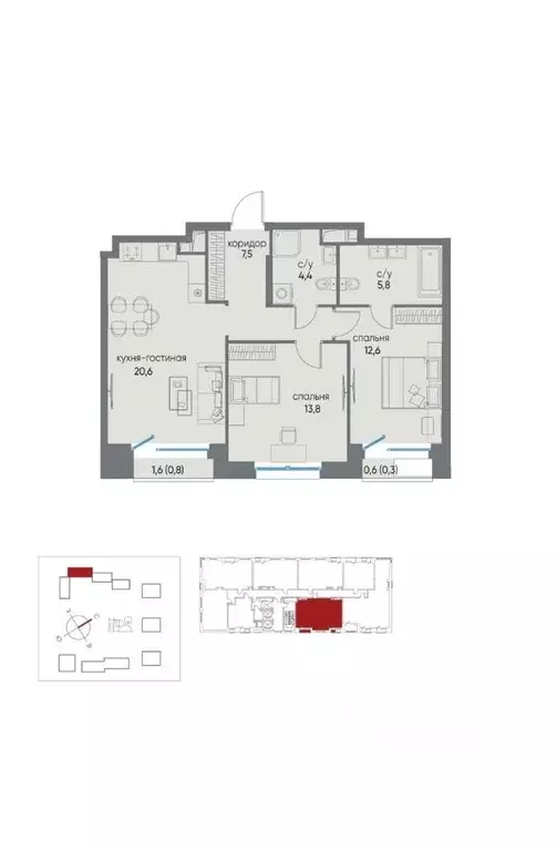 2-к кв. Москва ул. Нижние Мневники, 12 (66.0 м) - Фото 2