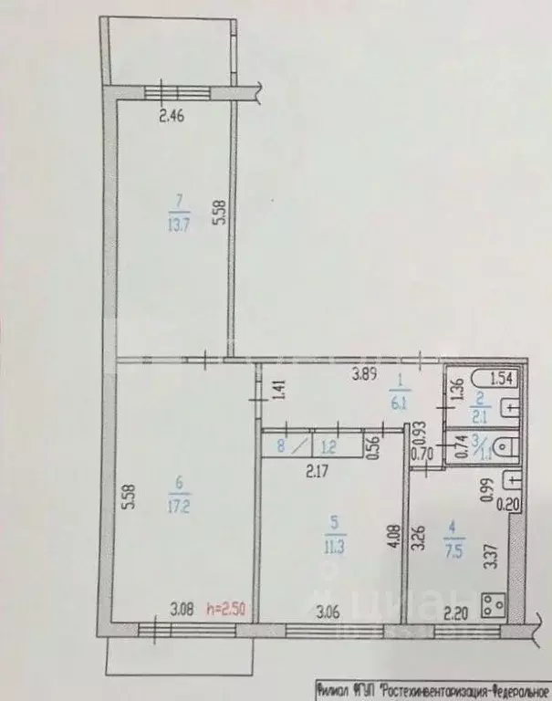 3-к кв. Алтайский край, Барнаул ул. Попова, 56 (60.2 м) - Фото 2