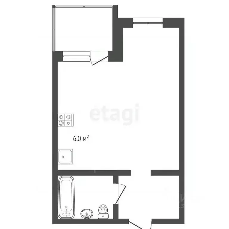 Студия Тюменская область, Тюмень ул. Червишевский Тракт, 47к3 (25.0 м) - Фото 2