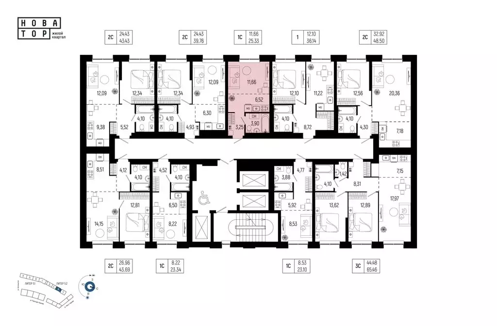 1-комнатная квартира: Уфа, улица Рудольфа Нуреева, 7 (25.33 м) - Фото 2