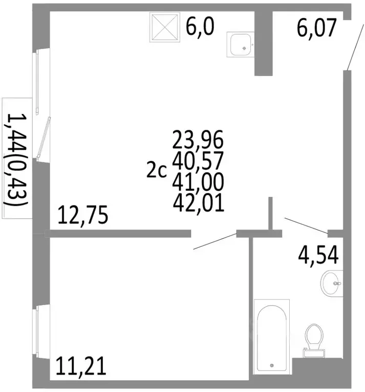 2-к кв. Челябинская область, Челябинск ул. Блюхера, 125Г (41.0 м) - Фото 0